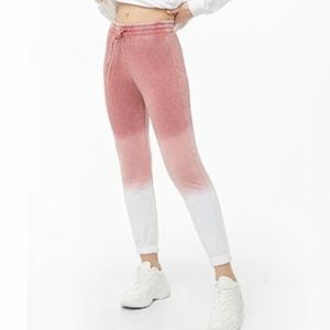 Ombre Dye Pink White Drawstring Jogger Sweatpants